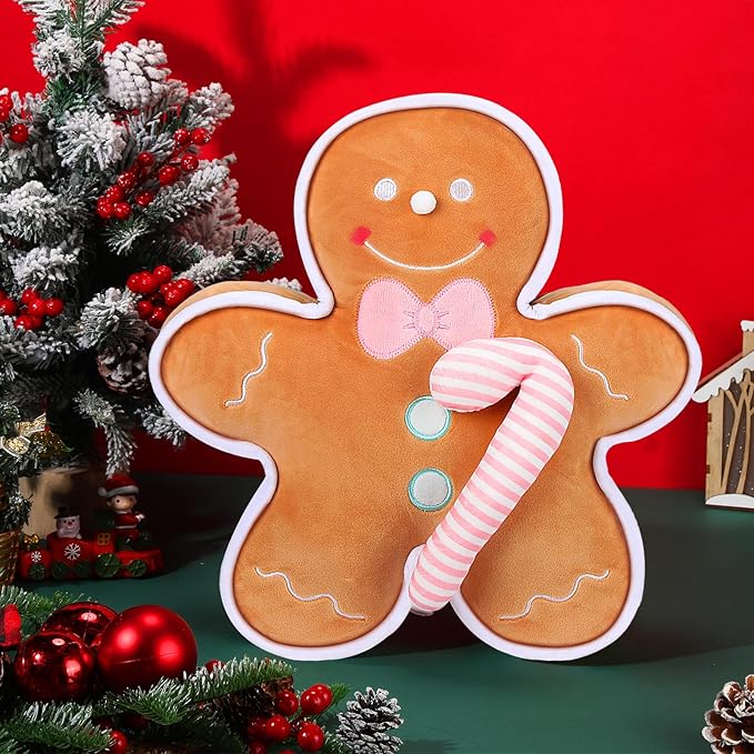 Liliful Christmas Plush Stuffed Gingerbread Man Toy 16 Inch Soft Aesthetic Gingerbread Man Pillow Stuffed Xmas Toys for Christmas Party Favors Decorations(Plush)