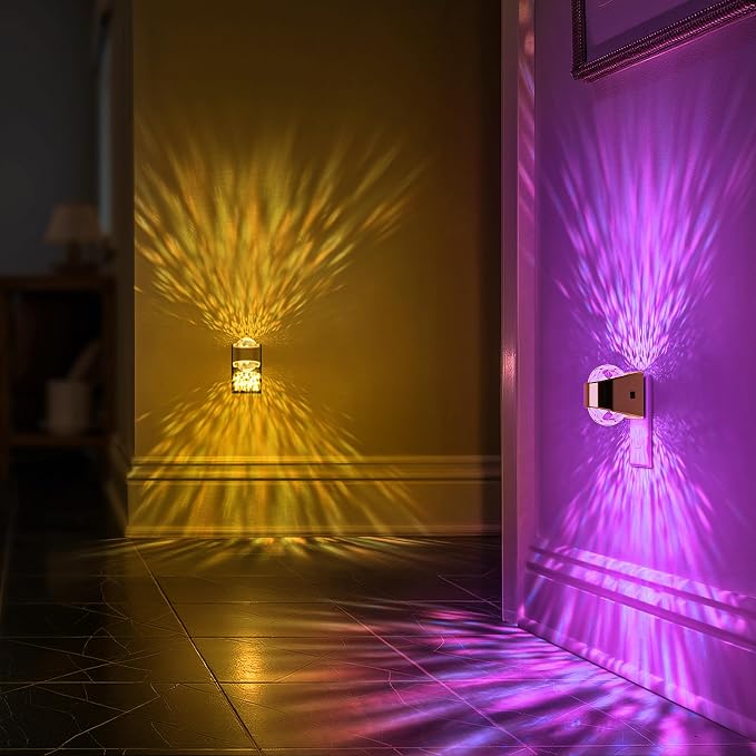 Night Lights Plug into Wall, Gold Night Light Projector 9-Color | Night Light Projector for Kids, RGB Galaxy Nightlight with Dusk to Dawn Sensor for Bathroom, Home Gaming Room Decor Gifts