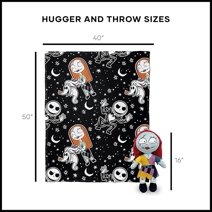 Northwest Nightmare Before Christmas Silk Touch with Hugger, Sally Frights, 50 x 40 inches