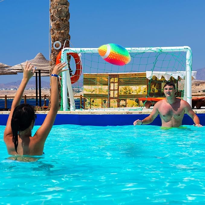 Hiboom Pool Football for Swimming Pool, Waterproof Water Football for Underwater Passing, Dribbling, Pools Toys Ball with Water Filling, Diving Games for Teens Adults(Rainbow Color)