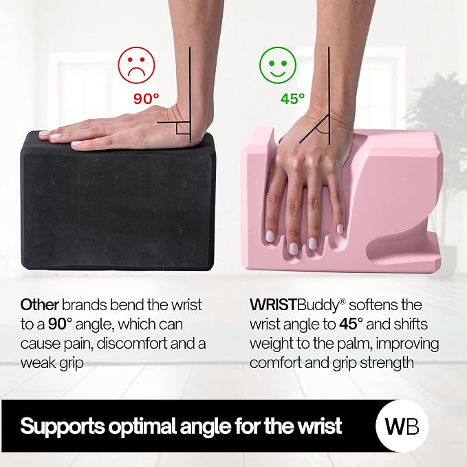WRISTBuddy® Hand-Shaped Ergonomic Yoga Blocks for Optimal Wrist Support During Yoga, Pilates, Pushups, Planks, and Handstands - Patented Non Slip Blocks for Enhanced Stability and Comfort.