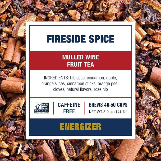 Tiesta Tea - Fireside Spice, Loose Leaf, Mulled Wine Herbal Tea, Premium Non-Caffeinated Blend, Makes Hot or Iced & Brews Up to 50 Cups, 5oz Refillable Tin