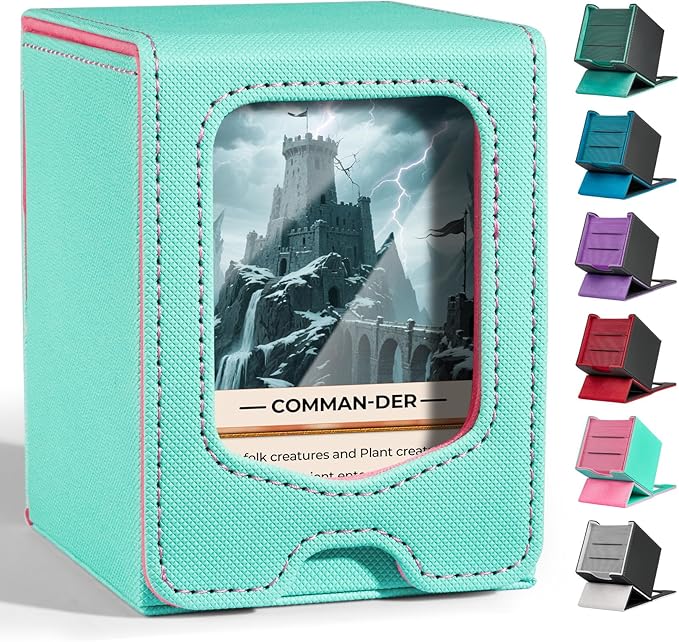 Fabmaker 4 Pack Deck Box Compatible with MTG Commander, (patent Pending) Magnetic Trading Card Storage Box with Comman-der, Fits 100 Double-Sleeved Cards, Card Box Compatible with Magic the Gathering