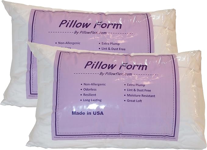 Pillowflex Synthetic Down Pillow Insert 20x30 in - Karate Chop Pillow | Set of 2 - Large Rectangle Sham Forms, Plush Polyester Cotton Blend, Cloud-Like Comfort, Clump-Resistant Fill, Smooth Finish