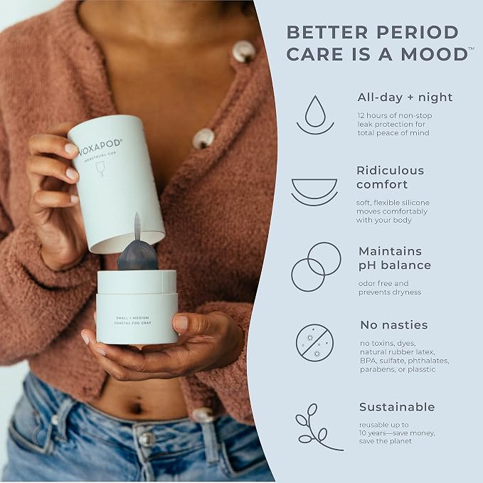 VOXAPOD Menstrual Cup Large Size with Case - #1 Active Cup - Wear for 12 Hours - Most Comfortable, Easy Removal, Leak-Proof - Reusable Period Cup Medical-Grade Silicone - Heavy Flow