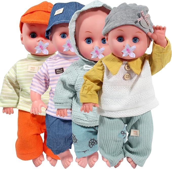 Baby Dolls Clothes Boy for 12 13 14 15 16 Inch Dolls, Doll Clothes 12-14-16 Inch Dolls, 4 Sets 15 inch Doll Outfit Accessories fit Doll Newborn Baby Doll Boy
