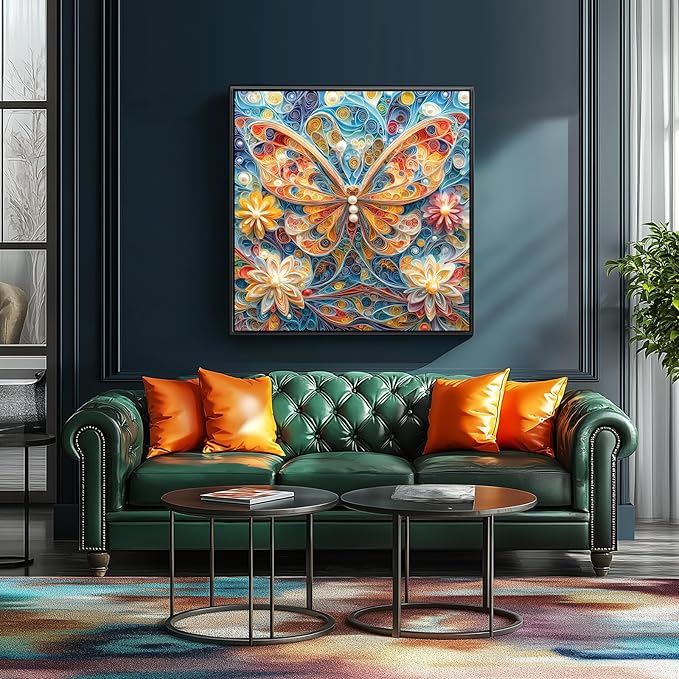 Butterfly Quilling Art Puzzle - 500 Piece Jigsaw Puzzle for Adults - Challenging 20x20 Inch Brain Teaser for Solo & Family Game Night