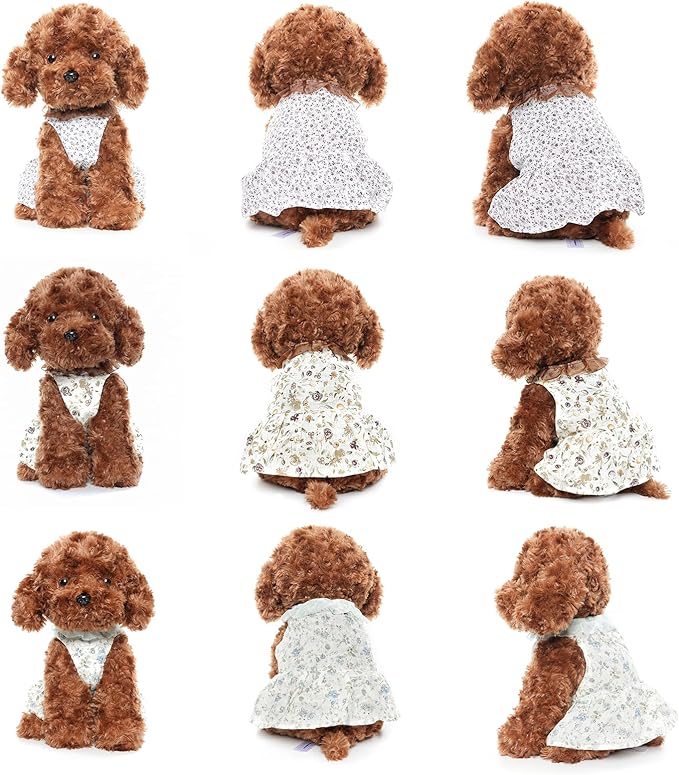 Plush Dog Dresses, Set of 3 - Stuffed Animal Puppy Clothing for 12.6 inch Sitting Dogs