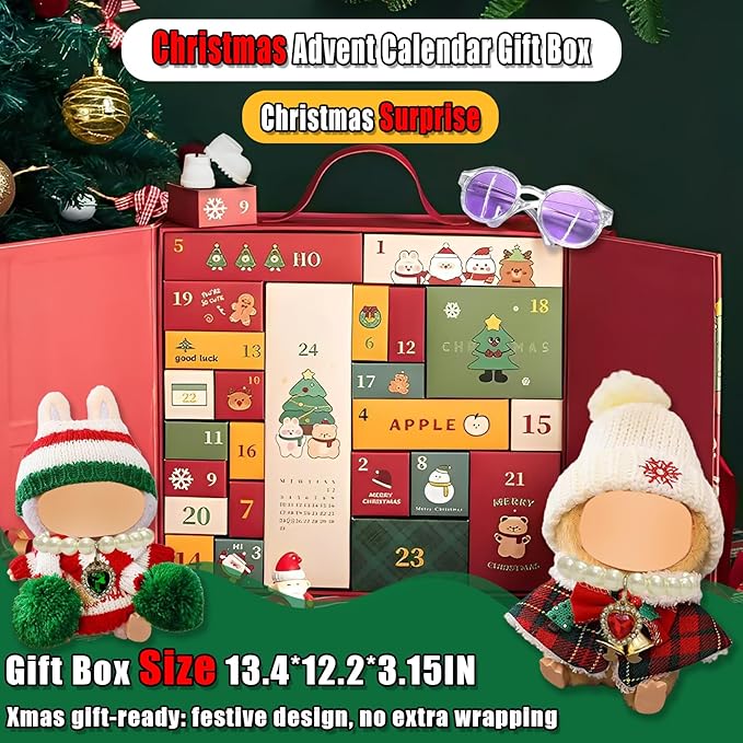 Designer Clothes for Dolls Accessories15cm /17cm Doll Clothing Set Replacement Pink Outfit 5Pcs Set (24-Day Advent Calendar Gift Box)