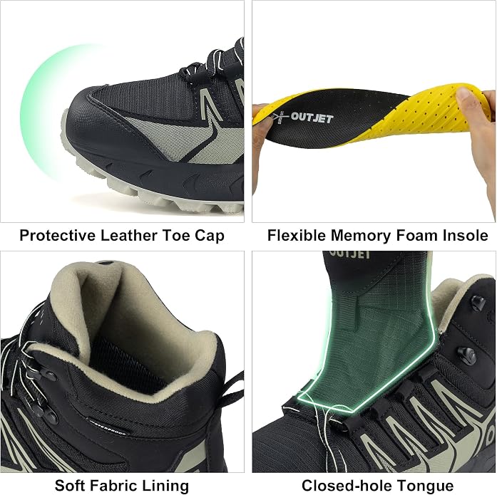 Women's Waterproof Hiking Boots Lightweight Comfortable Non-Slip Outdoor Walking Trekking Trails Boot