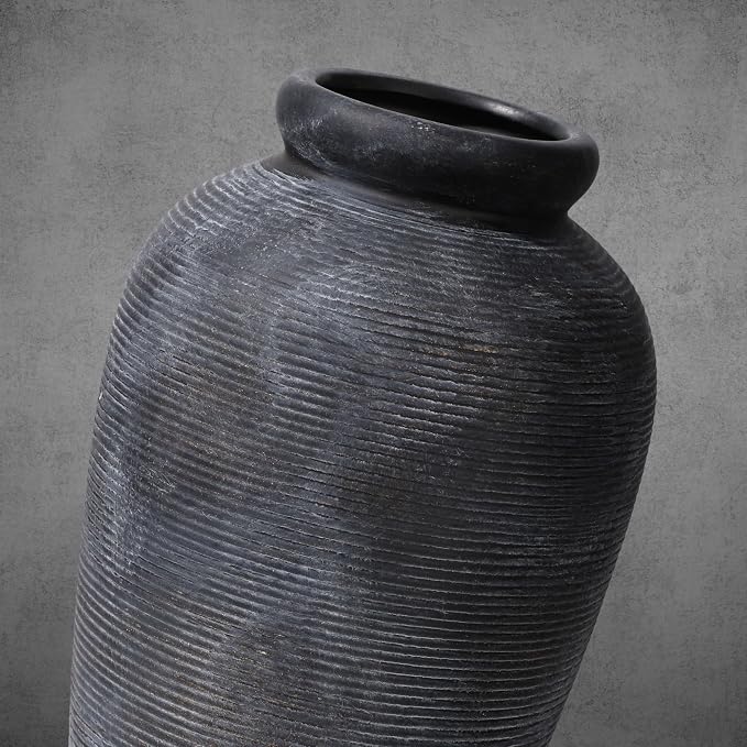 Starttag Large Ceramic Rustic Vase, 11 inch Farmhouse Flowers Tall Vase Vintage Texture Pottery Floor for Indoor Table, Centerpieces, Living Room Home Decor, Bronze