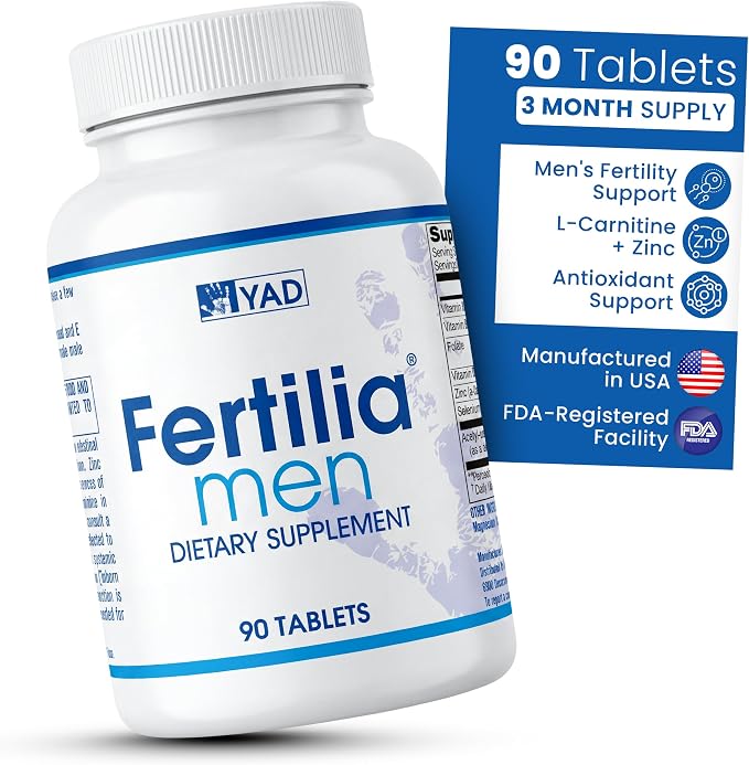 Men – Men’s Fertility Support - Pre-Conception Supplement with L-Carnitine, Zinc & Antioxidants – Non-GMO, Gluten-Free, Dairy-Free - 90 Tablets, 3 Month Supply