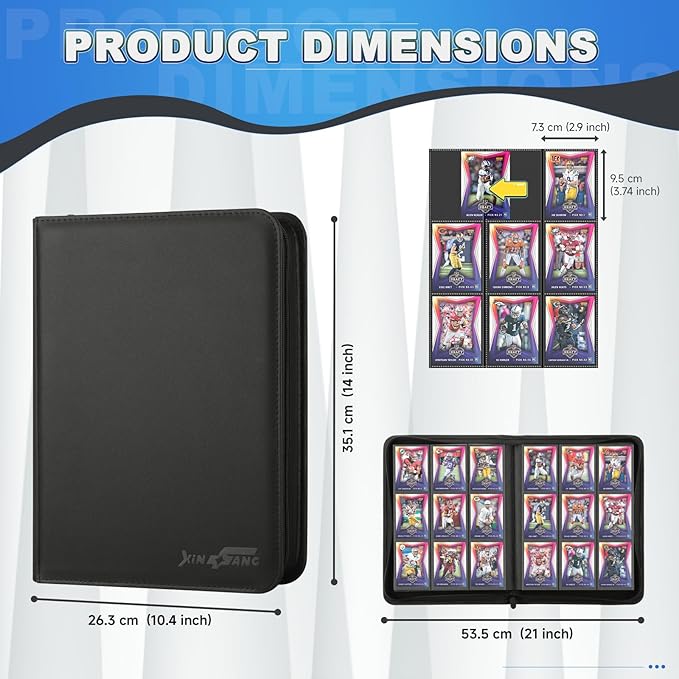 Trading Card Binder, Card Binder 9 Pocket, Premium Card Collection Binder with 576 Pockets, Zippered PU Leather Collector Album, Display Design Card Folder for MTG, TCG & All Sports Trading Cards