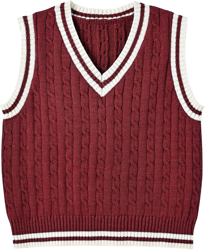 Women's Sweater Vest,Y2K Sleeveless Pattern Preppy Style Knitted Crop Tank Top for Girl