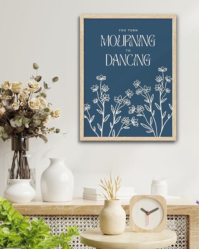 EcoHest 16x20 in Psalm 30:11 Mourning to Dancing Floral Christian Wall Art | Solid Oak Wood Frame with Canvas Wall Art, Scripture Bible Verse Wall Decor for Bedroom, Living Room, Office, Church, 1Pack