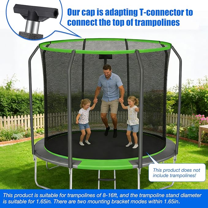 2PCS Trampoline Poles Replacement, 1mm Thick, Fits 1.65'' / 4.2CM Inner Diameter for 10-16FT Jumpzylla Trampolines, Complete Kit with Protective Foam Sleeves & Mounting Hardware