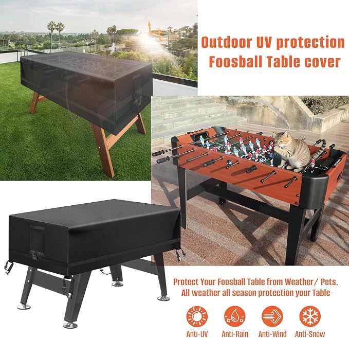 Kovshuiwe Foosball Table Cover Outdoor Waterproof Heavy Duty Rectangular Patio Football Game Table Cover-63"x45"x20"(LxWxH)
