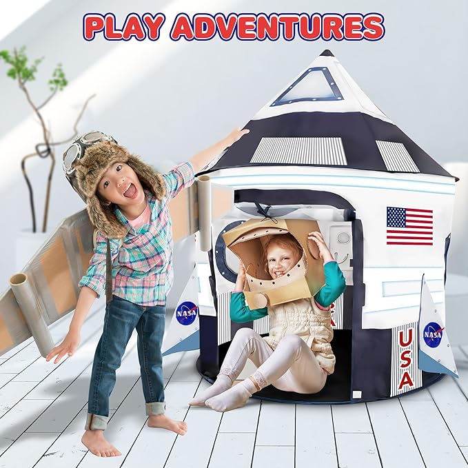 ArtCreativity Kids Tent Indoor Pop up Play Tent for Kids, Outer Space Party Decorations & Space Toys for Ages 4-12 Indoor & Outdoor Playhouse, Spaceship Playhouse for Birthday Party Decoration