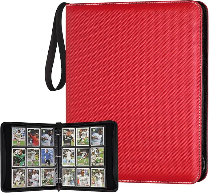 GERMUN 9 Pocket Card Binder, Premium Zip Trading Card Binder, 720 Double Sided Pocket PU Card Collection Binder, Collector Card Album, Card Folder for MTG, TCG, Sports Cards, Game Cards (Red)