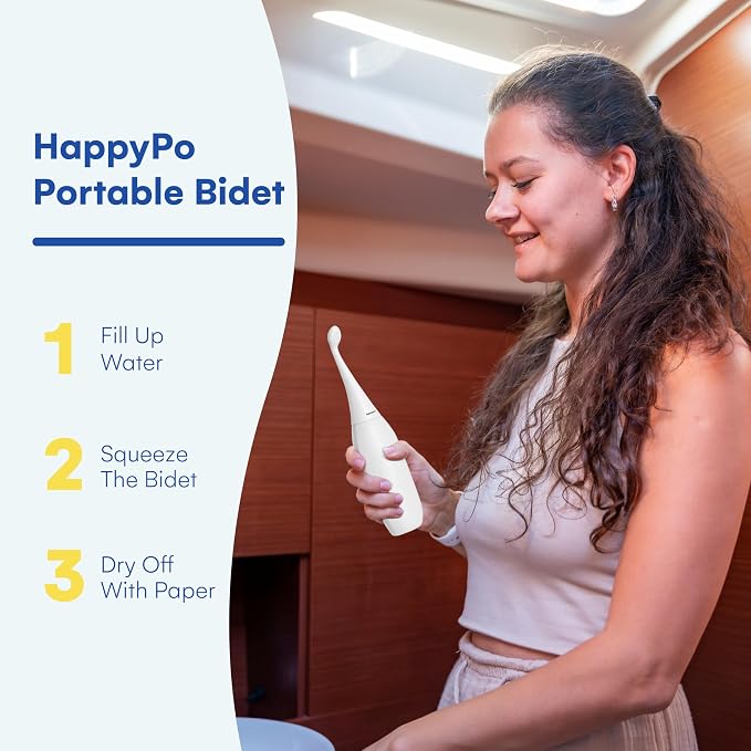 The Original HAPPYPO Travel Bidet - Handheld Bidet for Gentle Cleansing - Portable Hygiene Bottle for Home or Travel - Replaces Wet Wipes and Douche Bottles for Women