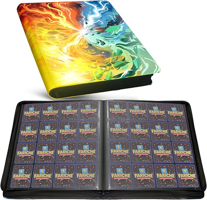 Trading Card Binder for TCG Cards, 16-Pocket Portable Card Collector Ablum Holder Book Fits 1024 Cards with 32 Removable Sleeve, Waterproof Card Binder Display Storage Carrying Cases for TCG-Storm