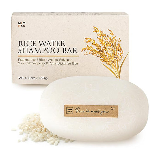 mimosu Hair Growth Shampoo Bar, Fermented Rice Water 2-in-1 Shampoo & Conditioner, 5oz, Unscented, pH Balanced, Solid Bar for Oily Hair, Korean Hair Care