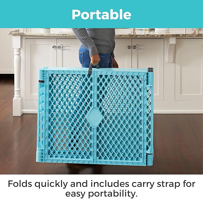 Toddleroo by North States - Superyard Baby Play Yard: Freestanding 6 Panel Baby Playpen - Indoor or Outdoor Use - Made in USA - Encloses Up to 18.5 Square Feet - 26 Inches Tall - Aqua