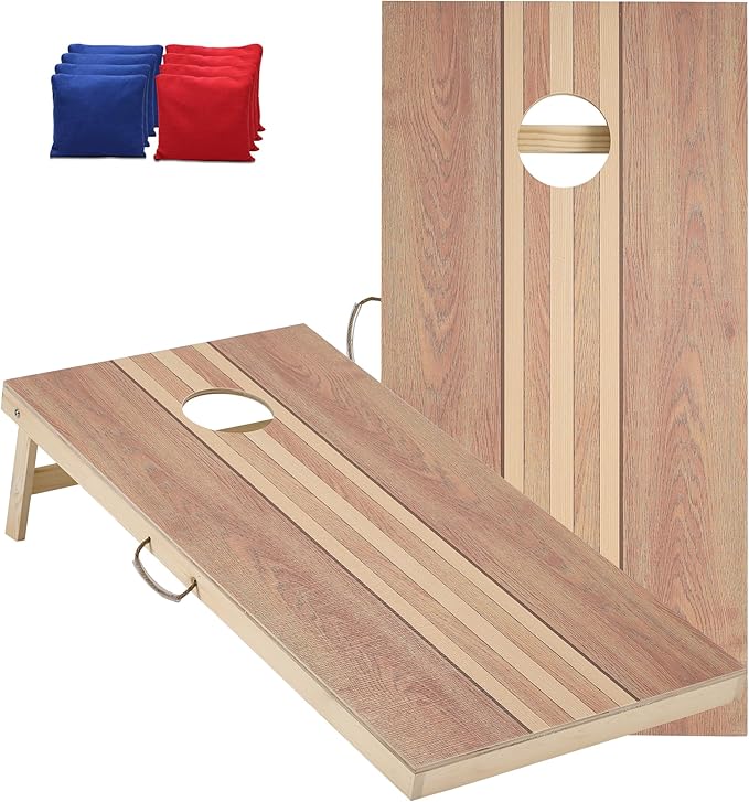 Sportdo 4x2 ft Solid Wood Cornhole Set with 8 Bean Bags, Regulation Size Cornhole Board Set for Adults, Cornhole Game Set for Tailgate Backyard Toss Games Indoor&Outdoor Activities