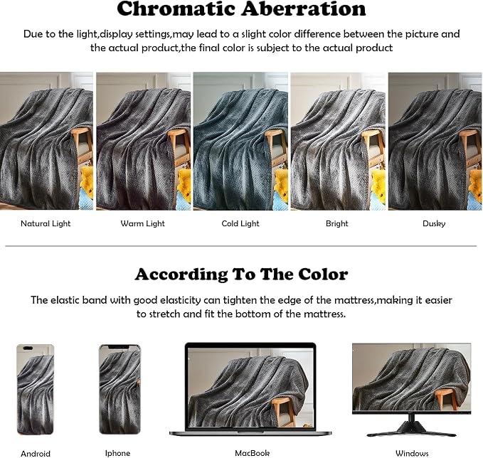 NEWCOSPLAY Fleece Leaves Pattern Throw Blanket, Dark Grey, 50"x60" | Super Soft Throw Blanket, Lightweight Cozy Bed Sofa Blanket, Premium Silky Flannel Fleece, Travel Blanket for All Season Use