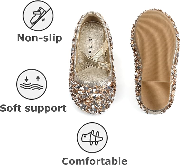 THEE BRON Mary Jane Ballet Flats - Girls' Dress Shoes with Hook & Loop Closure