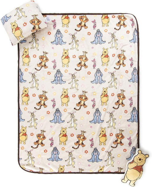 Jay Franco Kids 3 Piece Gift Set – 12" Shaped Character Pillow, 12" Decorative Pillow & 40" x 50" Throw Blanket, Ultra-Soft Plush Bedding, Couch Décor & Holiday Travel Set, Blue - Winnie The Pooh