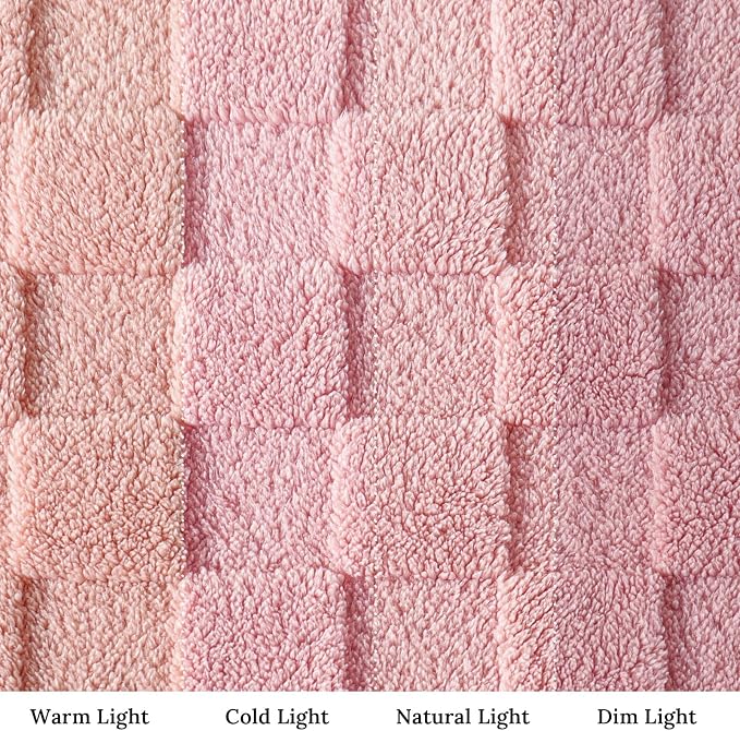 Exclusivo Mezcla 3D Checkered Fleece Throw Blanket for Couch, Pink | Super Soft and Cozy Fluffy Throw, Lightweight and Breathable, Cute Fuzzy Blanket for Sofa, Home Decor, All Season, 50"x60"