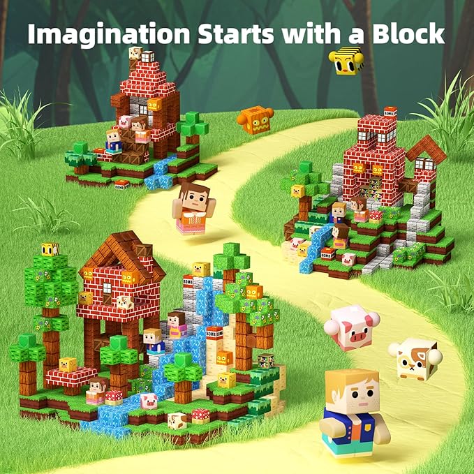 idoot 100PCS Magnetic Building Blocks, Forest Animal Sensory STEM Toys for Boys and Girls, Great for Birthday