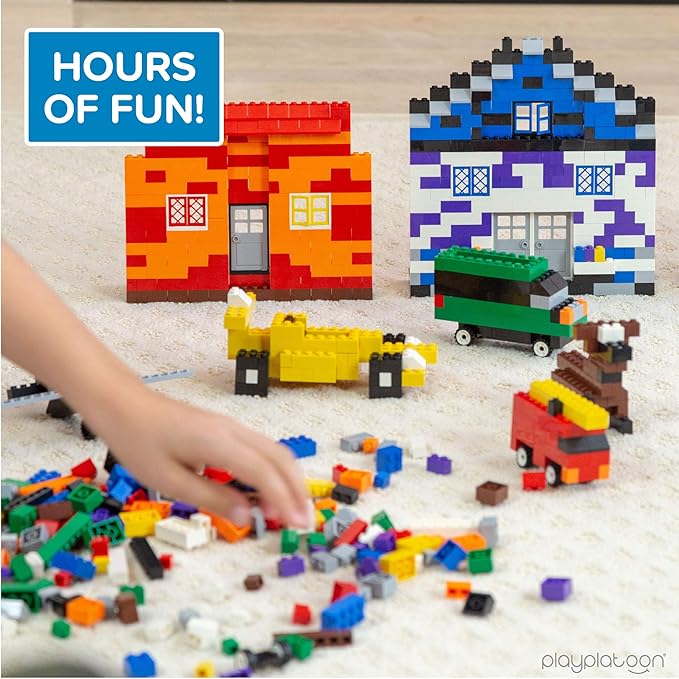 Play Platoon 400 Piece Windows, Doors, and Roof Tops Set - Building Brick Compatible Play Kit