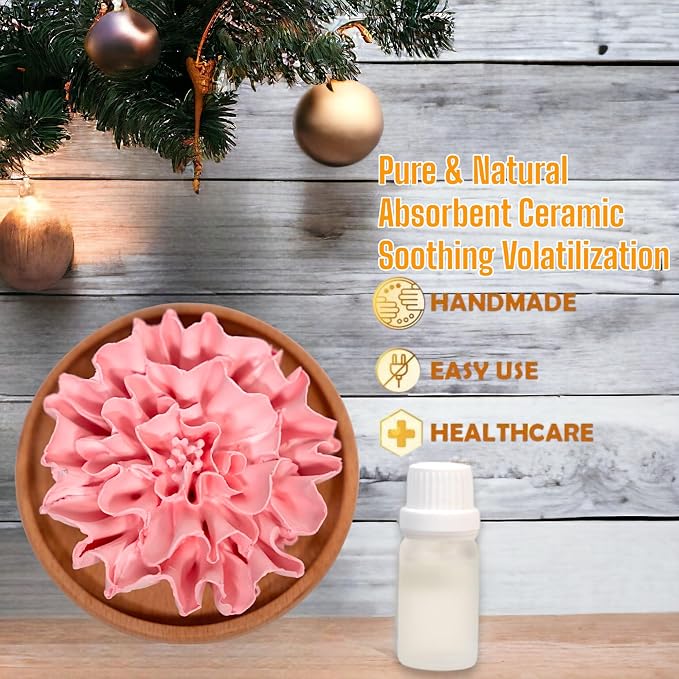 SINT Aroma Diffuser Diatomite Carnation Flower with Wooden Stand | Essential Oil Diffuser with Aromatherapy Fragrant Oil | Diffusers for Home, Oil Diffuser, Room Décor | Pink, Fig Fragrance 10 ML