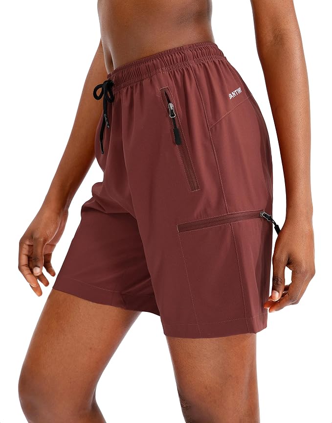 SANTINY Women's 5''/ 7''/9'' Hiking Cargo Shorts Quick Dry Lightweight Summer Shorts for Women Athletic Golf Zipper Pockets
