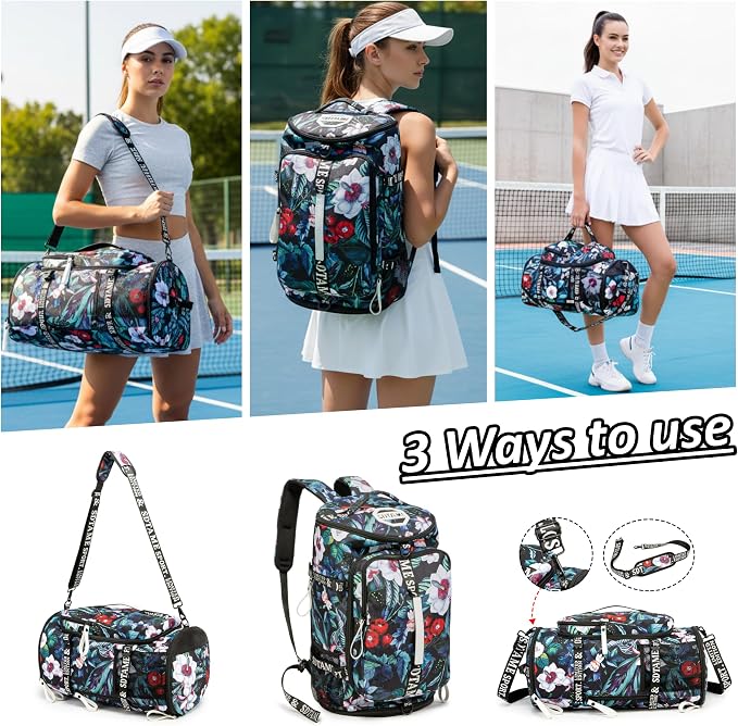 Gym Duffle Bag Backpack with Shoe Compartment,4 ways Travel Backpack for Women and Men,Multi-Functional Weekender bag with Waterproof Layer&Laptop Compartment for Fitness, Travel,Camping