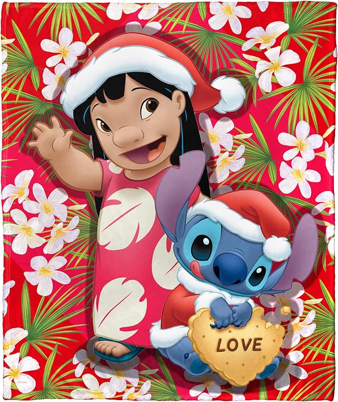 Northwest Lilo and Stitch Silk Touch Throw Blanket, 50" x 60", Santa Stitch