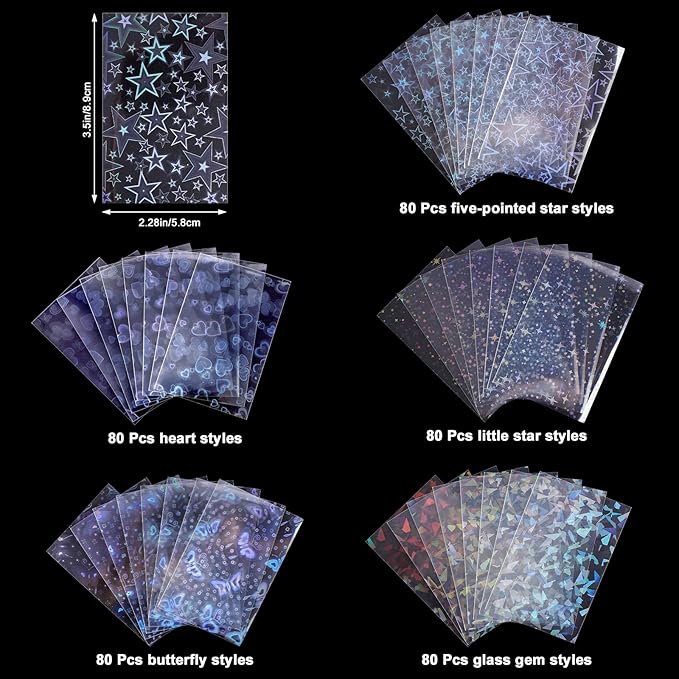 400 Pcs Kpop Photocard Sleeves 58×89mm Laser Flashing Photo Card Sleeves PVC Free & Acid Free Photocards Holder for Kpop Albums Photo Cards