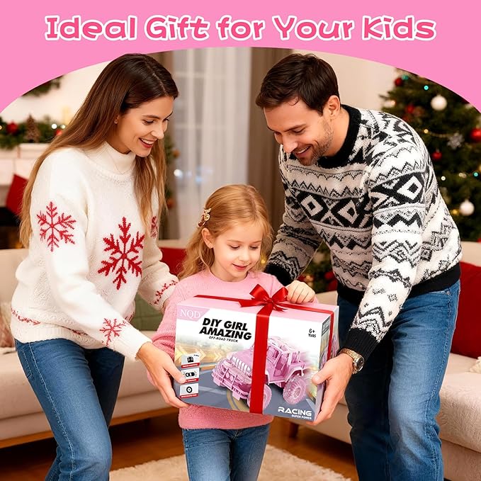 NQD Remote Control Car, Rechargeable RC Racing Cars with Stickers 1:16 Scale, 80 Min Play, 2.4Ghz Off Road Trucks All Terrain Toys Gifts for 3-Year-Old Girls