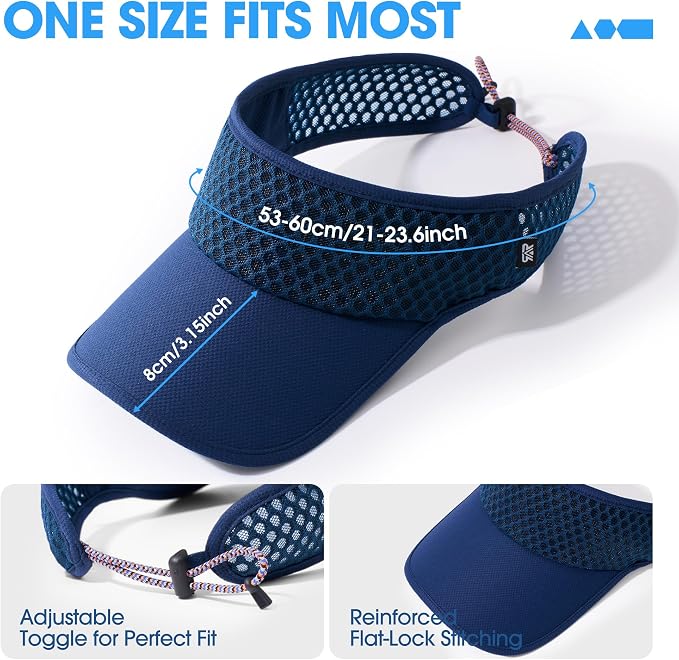 LONGLONG Sports Sun Visor Hat with Non-Slip Toggle Breathable for Women Men | Adjustable Quick Dry Moisture-Wicking Soft Lightweight Mesh Sun Protection Cap Golf Tennis Pickleball Running Garden Hiking