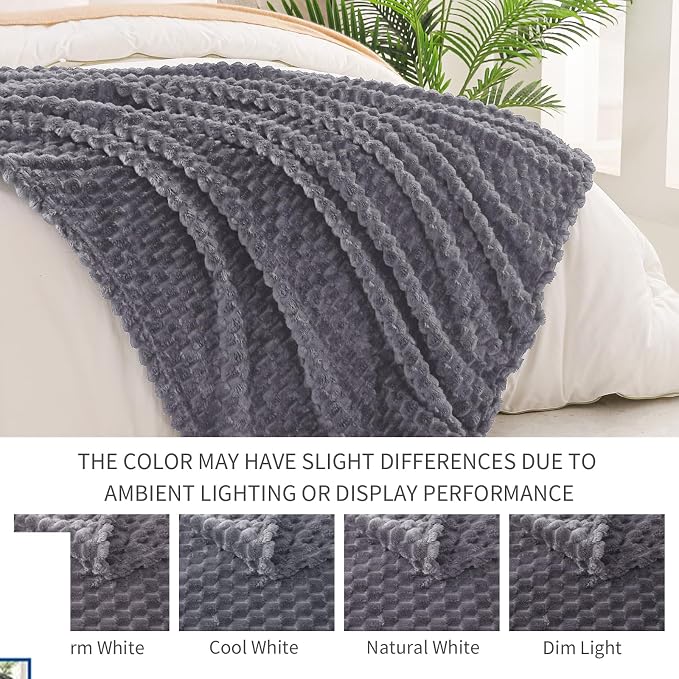 Exclusivo Mezcla 3D Fleece King Size Blanket for Bed, Dark Grey | Extra Soft Fuzzy Plush Lightweight Bed Blankets, Cozy Fluffy Decorative Blankets for All Seasons, 90x104 Inches
