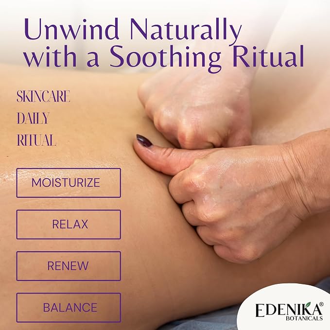 Edenika Botanicals Lavender Massage Oil for Skin, Luxury Aromatherapy & Romantic Massage Oil for Date Night, Relaxing & Hydrating Skin, 2-Pack