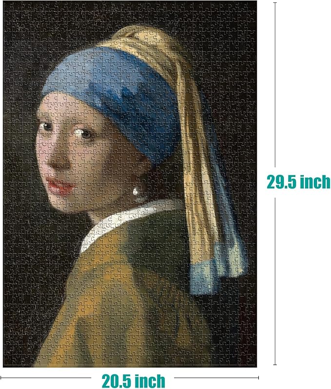 Antelope - 1000 Piece Puzzle for Adults, Girl with a Pearl Earring, by Johannes Vermeer, 1665 - Officially Licensed, Jigsaw Puzzles 1000 Pieces, High Resolution, Matte Finish, No Dust