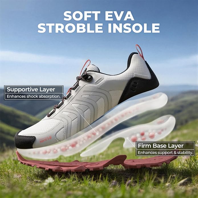 NORTIV 8 Women's Waterproof Hiking Shoes Lightweight Travel for Walking All Day Comfort Non-Slip Outdoor Trekking Camping Climbing Fashion Sneakers Armadillo FieldLite