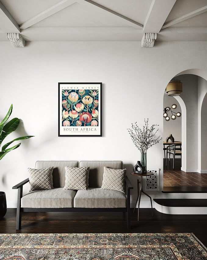 South Africa Flower Market Art Print Poster, Wall Art Floral Painting Botanical Decor for Bedroom, Kitchen, Bathroom Livingroom Decoration 82B (South Africa, 36"L x 24"W, Unframed)