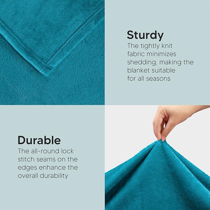 Utopia Bedding Soft Fleece Bed Blanket King Size Turquoise (90x102 Inch) | Microfiber Plush Warm Lightweight Breathable Cozy Blanket Anti-Static, All Season Use, Gift for Women and Men