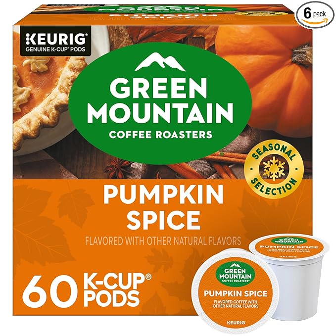 Green Mountain Coffee Roasters Pumpkin Spice, Keurig Single-Serve K-Cup Pods, Light Roast Coffee, 60 Count (6 Packs of 10)