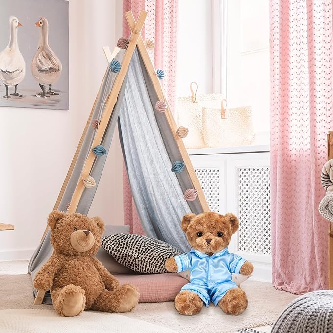 2 Pcs Bear Clothes Outfit Fit Most 12-16 Inch Stuffed Clothing Cute Plush Doll Clothes Plushy Bear Pajamas for Stuffed Make Your Own Plush Bears(Solid Style,Light Blue)