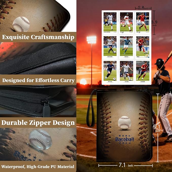 Baseball Card Binder,50 Removable Sleeves,900 Pockets Large Capacity Trading Card Album for MTG/TCG/Sports Collectors | Durable Zipper & Wrist Strap Design | 2026 Edition Style